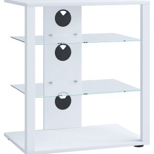 VCM NORDIC Folas Hi-fi og TV-bord, m. 2 glashylder - hvid træ (60x41)
