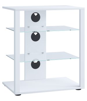 VCM NORDIC Folas Hi-fi og TV-bord, m. 2 glashylder - hvid træ (60x41)