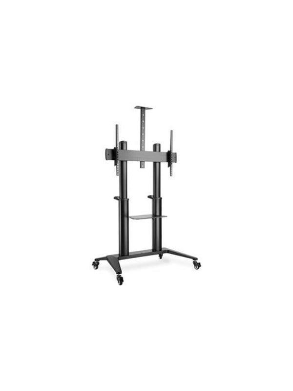 DIGITUS DA-90452 cart - for flat panel / AV System / camera - collaboration trolley / TV presentation cart - matte black - Maks 140 kg - Maks størrelse 120 "